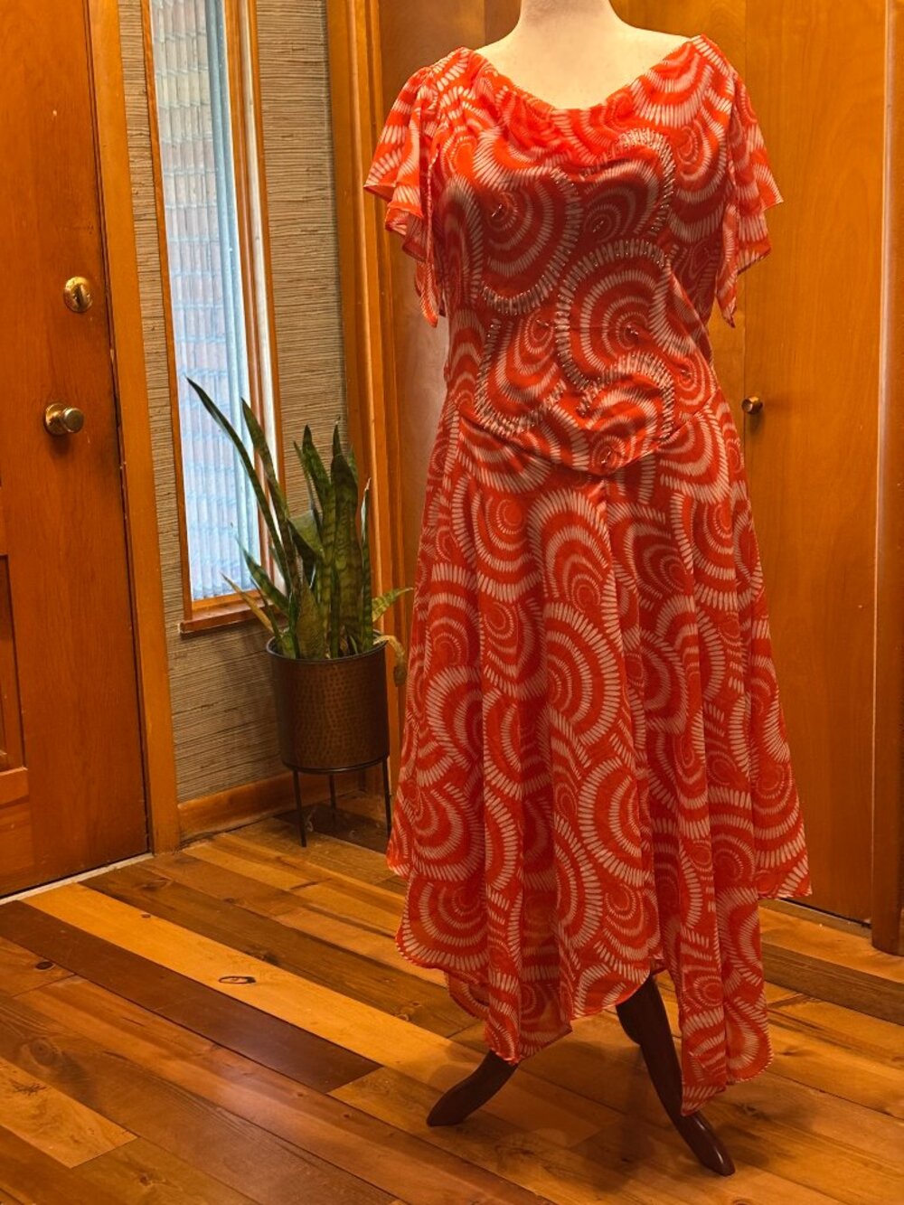 Amanda Lane "Flowy" Orange Dress